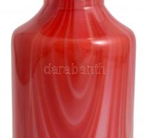 Carlo Moretti jelzéssel kétrétegű piros üveg váza, kis kopásnyomokkal, m: 20,5 cm