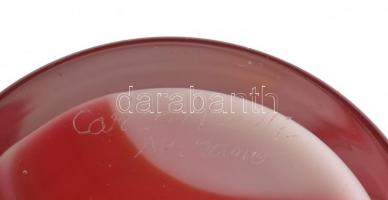 Carlo Moretti jelzéssel kétrétegű piros üveg váza, kis kopásnyomokkal, m: 20,5 cm