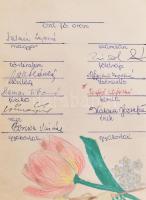 1966-1970 Kézzel írt napló és iskolai emlékkönyv, díszes aranyozott egészvászon-kötésben, kopottas á...