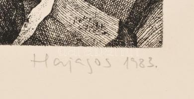 Hajagos Imre (1953-): Találkozás, 1983. Rézkarc, papír, jelzett, számozott (19/25), lap teteje kissé...