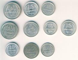 Szovjetunió 1924-30. 10k Ag (4x), 15k Ag (4x), 20k Ag (2x) T:2-,2/3,3+