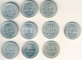 Szovjetunió 1924-30. 20k Ag (10x) T:2-,2/3,3+