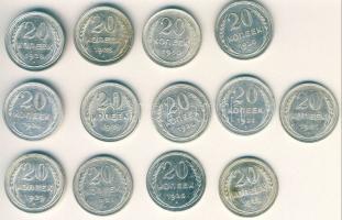 Szovjetunió 1924-30. 20k Ag (13x) T:2-,2/3,3+