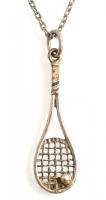 Ezüst(Ag) nyaklánc, teniszütő medállal, jelzett, h: 48 cm, nettó: 7,81 g