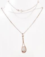 Ezüst(Ag) nyaklánc, teniszütő medállal, jelzett, h: 48 cm, nettó: 7,81 g