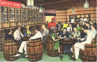 Kingston, Myerss Planters Punch Inn and Liquor Store down at The Sugar Wharf, advertisement card