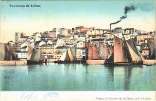 1906 Lisboa, Lisbon; general view, sailboats