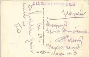 Chortkiv, Csortkiv, Czortków; Rynek / square, shops, Jewish men + "K.u.K. Divisions Trainkomman...