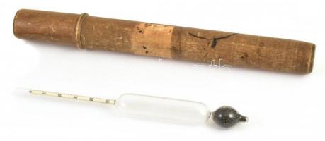 Original Kappeller tejfokoló, üveg, kis kopással, fa tokban, h: 22,5 cm