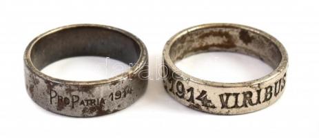 2 db gyűrű kb. az I. világháború idejéből, mindkettő gravírozott, kopott, méret: 60 és 62