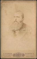 ~1870 Zichy József gróf portréja Ellinger Ede fényképész műterméből, keményhátú fotó, foltos, 11x17 cm