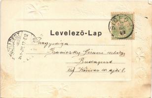 1905 Siófok, Telepi részlet. Schwarcz Bernát kiadása. Art Nouveau, Emb. floral keret (fl)