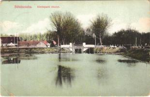 1914 Békéscsaba, Körös parti részlet, híd. Gesmey Soma kiadása (EK)