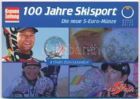 Ausztria 2005. 5E Ag A sísport 100. évfordulója karton díszlapon T:1 Austria 2005. 5 Euro Ag 100th Anniversary of Sport Skiing on cardboard information sheet C:UNC Krause KM#3117