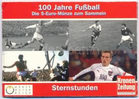 Ausztria 2004. 5E Ag A labdarúgás 100. évfordulója karton díszlapon T:1 Austria 2004. 5 Euro Ag 100th Anniversary of Football on cardboard information sheet C:UNC Krause KM#3113