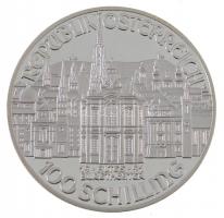 Ausztria 1991. 100Sch Ag "Wolfgang Amadeus Mozart a Burgtheater-ben" bársony dísztokban, t...