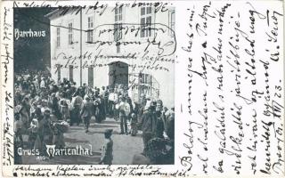 1901 Máriavölgy, Mariental, Mariathal, Marianka (Pozsony, Pressburg, Bratislava); Plébánia, piac. M. Freistadt kiadása / Pfarrhaus / parish, market (EK)