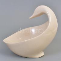 Zsolnay mázas kacsa vagy hattyú formájú tál, tervező: Török János, jelzés nélkül, apró mázhibákkal, ...