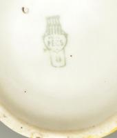 Zsolnay porcelán modern váza, tervező: Török János, kézzel festett, jelzett, kopásnyomokkal, apró má...