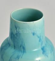 Zsolnay türkiz váza, tervező: Török János, jelzés nélkül, mázhibákkal, m: 30 cm