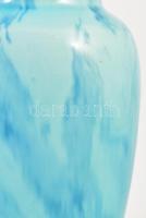 Zsolnay türkiz váza, tervező: Török János, jelzés nélkül, mázhibákkal, m: 30 cm