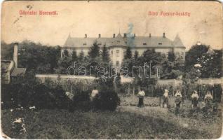 Nyitrakoros, Koros, Krusovce; Báró Forster kastély (Berényi-kastély), kerti munka / castle, gardening work (Rb)