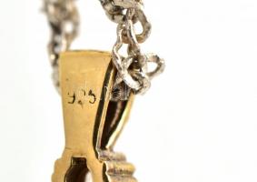 Ezüst(Ag) csavart nyaklánc, köves medállal, jelzett, h: 46 cm, bruttó: 9,4 g