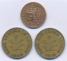 Csehszlovákia 1948. 20h sárgaréz + NSZK 1949G,F 10pf sárgaréz-acél (2x) T:2 FRG Czechoslovakia 1948....