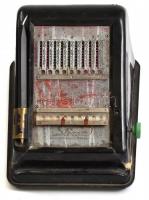 Slima retro svájci mechanikus számológép, kopott, nem kipróbált,  m: 11,5 cm, h: 20 cm