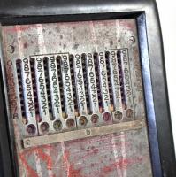 Slima retro svájci mechanikus számológép, kopott, nem kipróbált,  m: 11,5 cm, h: 20 cm