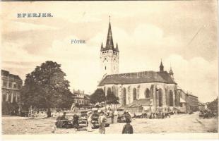 Eperjes, Presov; Fő tér, piac, templom. Divald / main square, market, church