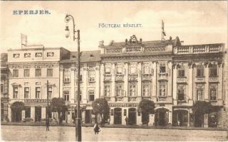 1906 Eperjes, Presov; Fő utca, gyógyszertár, Elefánt kávéház. Divald / main street, pharmacy, shops, cafe