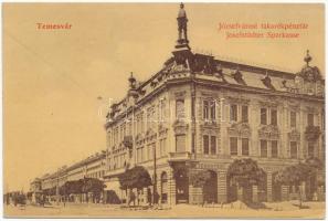 Temesvár, Timisoara; Józsefvárosi takarékpénztár, útépíté. W.L. (?) 18. / Iosefin savings bank, road construction (ázott / wet damage)