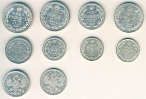 Cári Oroszország 1902-12. 10k Ag (3x), 15k Ag (4x), 20k Ag (3x) mind klf évszámmal T:2/3,3 Összesen 10db!