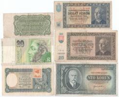Csehszlovákia / Szlovákia 12db vegyes bankjegy, közte Csehszlovákia 1945. 100K + 1961. 25K (2x) sors...