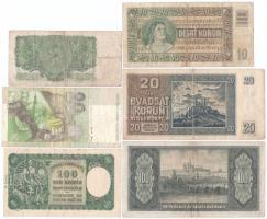 Csehszlovákia / Szlovákia 12db vegyes bankjegy, közte Csehszlovákia 1945. 100K + 1961. 25K (2x) sors...