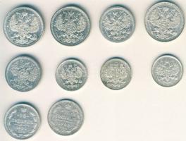 Cári Oroszország 1902-12. 10k Ag (3x), 15k Ag (4x), 20k Ag (3x) mind klf évszámmal T:2/3,3 Összesen ...