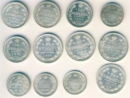 Cári Oroszország 1909-16. 10k Ag (4x), 15k Ag (4x), 20k Ag (4x) mind klf évszámmal T:2/3,3 Összesen 12db!