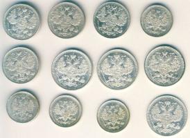 Cári Oroszország 1909-16. 10k Ag (4x), 15k Ag (4x), 20k Ag (4x) mind klf évszámmal T:2/3,3 Összesen ...