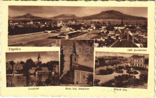 1940 Tapolca, déli panoráma, Hősök tere, tó, Római katolikus templom (EK)