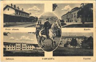 1941 Várpalota, vasútállomás, laktanya, kastély, tisztilak, Horthy Miklós fehér lovon (EK)