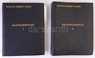 Valutatájékoztató 1986. I. és II. kötet. Magyar Nemzeti Bank kiadása műbőr gyűrűs albumban, használt, szép állapotban