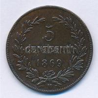 San Marino 1869M 5c Cu T:2,2- San Marino 1869M 5 Centesimi Cu C:XF,VF Krause KM#1