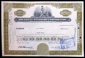 USA 1964. "Rockwell-Standard Corporation" részvénye (7x) benne egymásutáni sorszám
