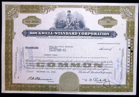 USA 1964. "Rockwell-Standard Corporation" részvénye (7x) benne egymásutáni sorszám