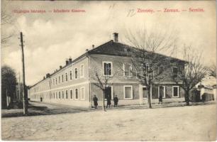 1912 Zimony, Semlin, Zemun; Gyalogos laktanya. Verlag A. Stepner / Infanterie Kaserne / Austro-Hungarian K.u.K. military infantry barracks (EB)