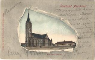 1902 Pécska, Magyarpécska, Pecica; Római katolikus templom. Holzeisen József kiadása / Catholic church