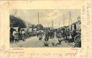1916 Zsombolya, Jimbolia; Hetipiac. W. L. Bp. 1997. Bundy Ferenc kiadása / market vendors on market day (EK)