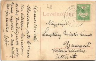 Perjámos, Periam; Kossuth Lajos utca, templom. W. L. 1627. / Kossuth Lajos Gasse / street view, chur...