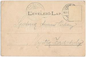 1907 Vihnyefürdő, Kúpele Vyhnye; fürdő, új fürdőház. Wlaszlovits Gusztáv 1129. / spa. Art Nouveau, f...